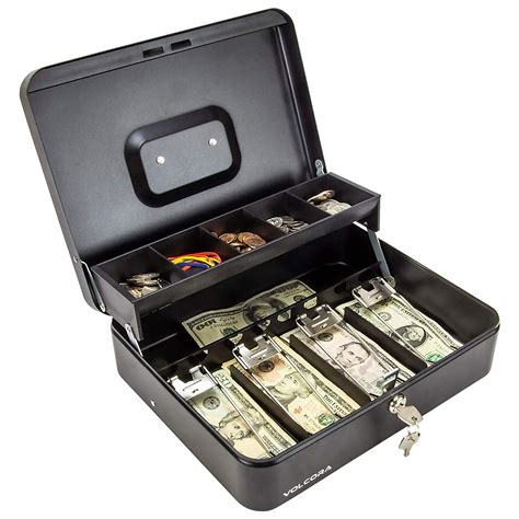 metal cash box with lock|steel lockable storage box.